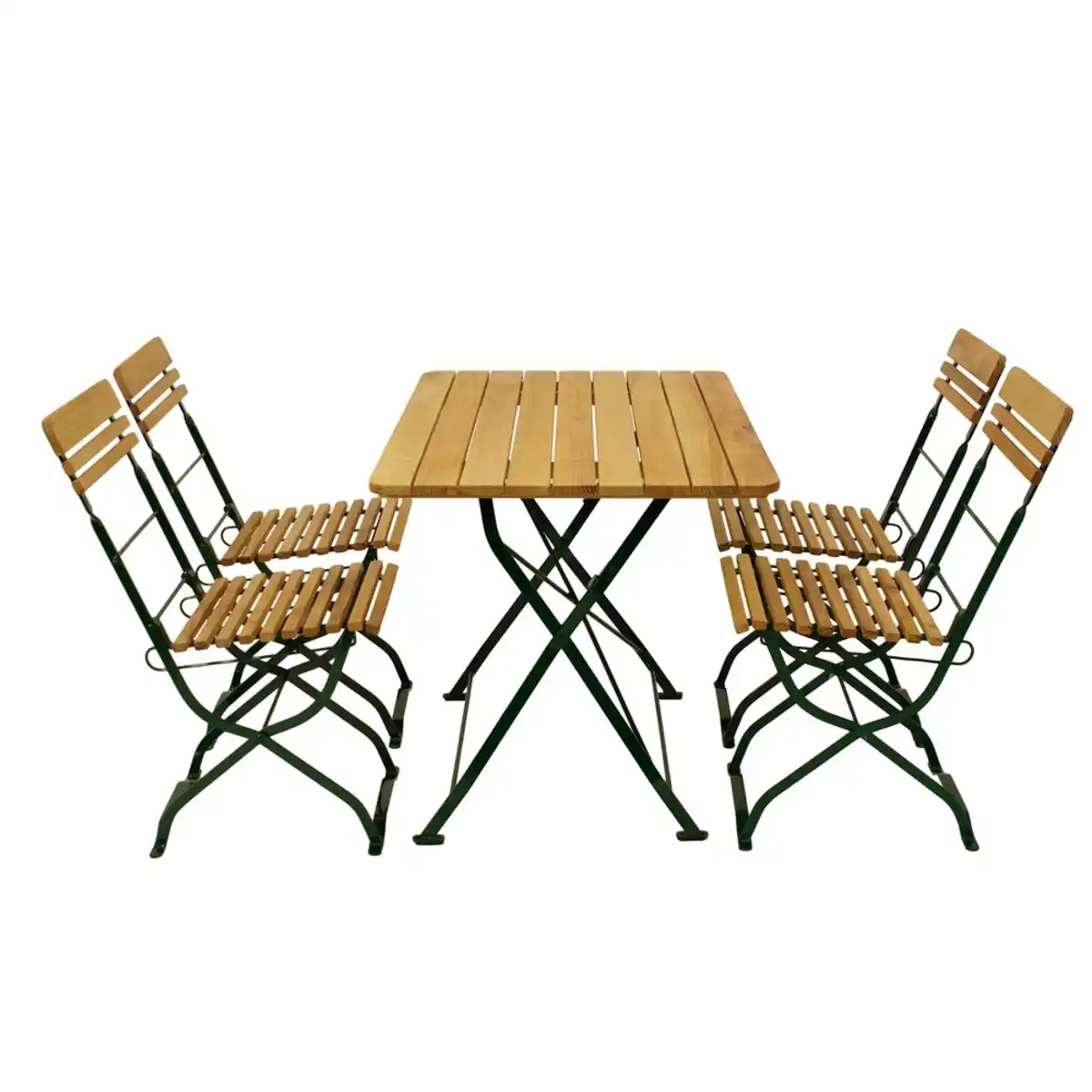 Bild 1 von Biergarten-Garnitur 5-teilig Flachstahl Grün + Robinie