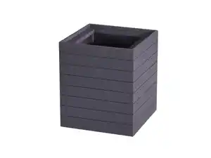Pflanzkübel aus Akazienholz, quadratisch, ca. 30 x 30 x 35 cm - Anthrazit