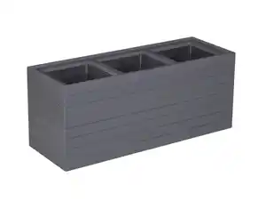 Pflanzkübel aus Akazienholz für 3 Pflanzen, quadratisch, ca. 84 x 30 x 35 cm - Anthrazit