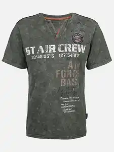 Herren Henleyshirt mit Print Oliv