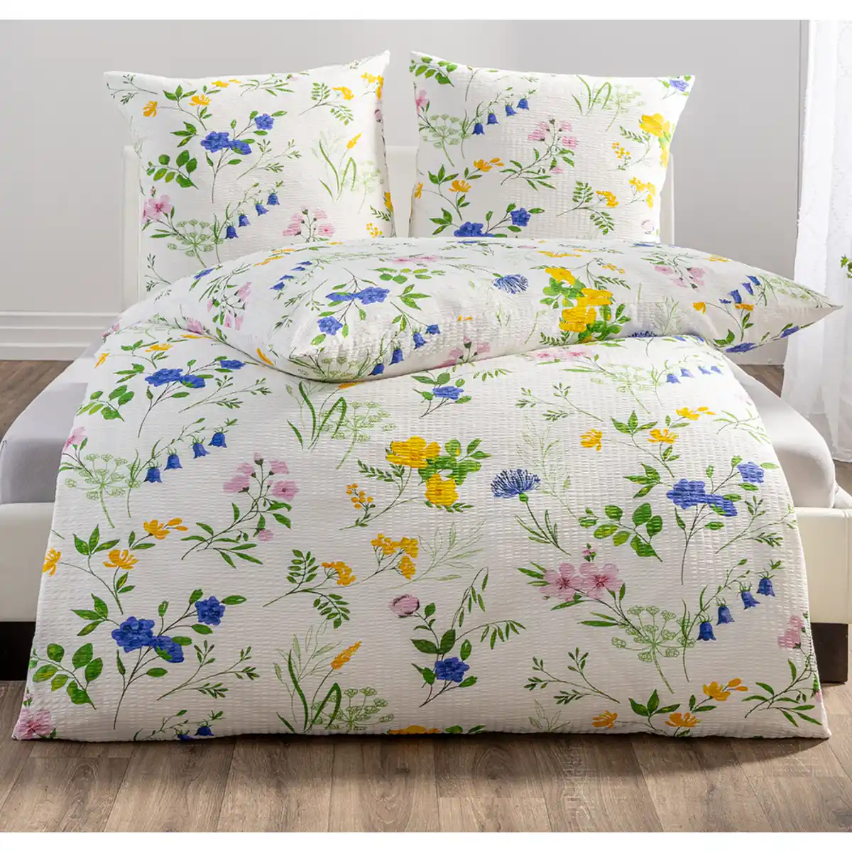 Bild 2 von Baumwoll-Seersucker-Bettwäsche , ca. 200 x 200 / 2x 80 x 80 cm 