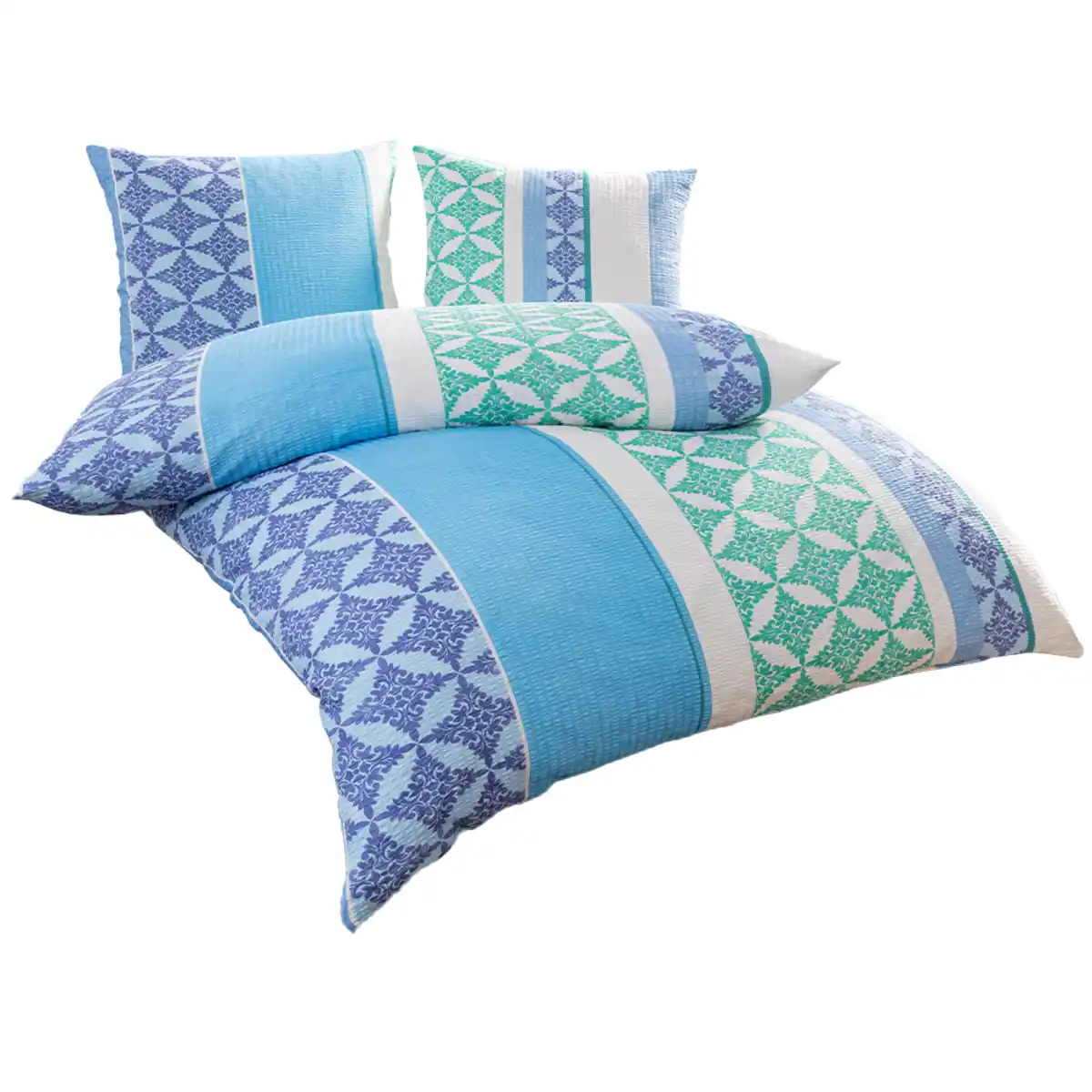 Bild 1 von Baumwoll-Seersucker-Bettwäsche , ca. 135 x 200 / 2x 80 x 80 cm 