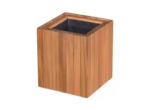 Pflanzkübel geölt aus Akazienholz, quadratisch, ca. 30 x 30 x 35 cm - Braun