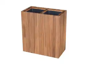 Pflanzkübel geölt aus Akazienholz für 2 Pflanzen, quadratisch, ca. 57 x 30 x 64 cm - Braun