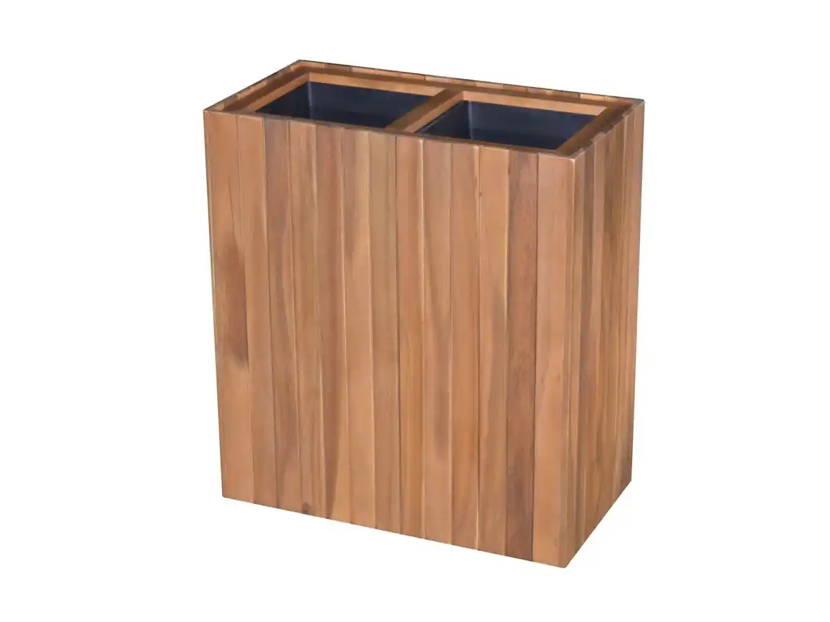 Bild 1 von Pflanzkübel geölt aus Akazienholz für 2 Pflanzen, quadratisch, ca. 57 x 30 x 64 cm - Braun