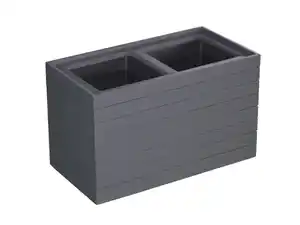 Pflanzkübel aus Akazienholz für 2 Pflanzen, quadratisch, ca. 57 x 30 x 35 cm - Anthrazit