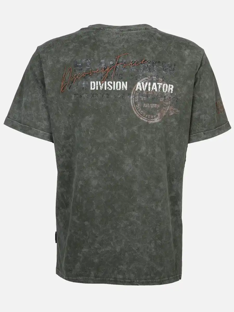 Bild 2 von Herren Henleyshirt mit Print Oliv