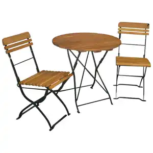 Biergarten-Garnitur 3-teilig Flachstahl Grün + Robinie