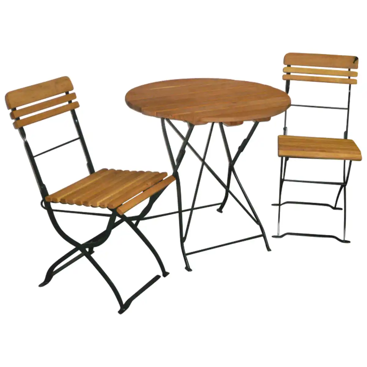 Bild 1 von Biergarten-Garnitur 3-teilig Flachstahl Grün + Robinie