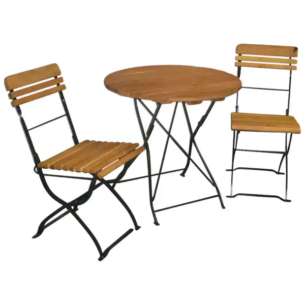 Bild 1 von Biergarten-Garnitur 3-teilig Flachstahl Grün + Robinie