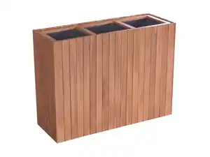 Pflanzkübel geölt aus Akazienholz für 3 Pflanzen, quadratisch, ca. 84 x 30 x 64 cm - Braun