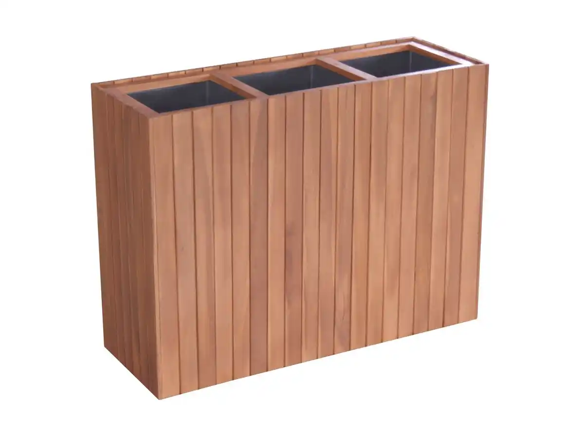 Bild 1 von Pflanzkübel geölt aus Akazienholz für 3 Pflanzen, quadratisch, ca. 84 x 30 x 64 cm - Braun