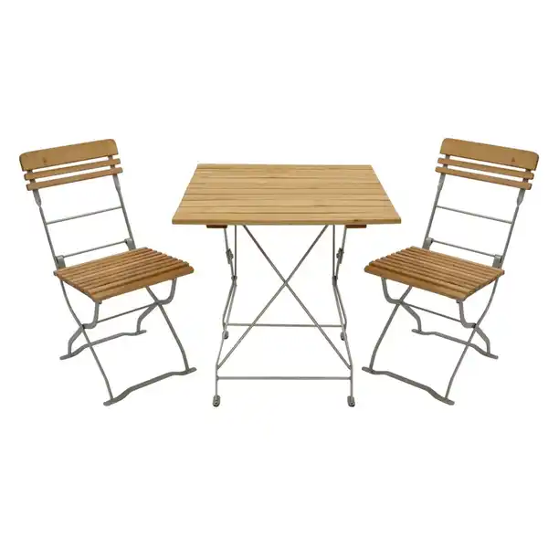 Bild 1 von Biergarten-Garnitur 3-teilig Flachstahl verzinkt + Robinie