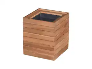 Pflanzkübel geölt aus Akazienholz, quadratisch, ca. 30 x 30 x 35 cm - Braun