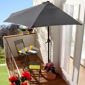Wand-Sonnenschirm 250x125cm Anthrazit, pulverbeschichtetes Eisengestell, Schirmbespannung aus 100% Polyester, Gewicht: ca. 3,02kg