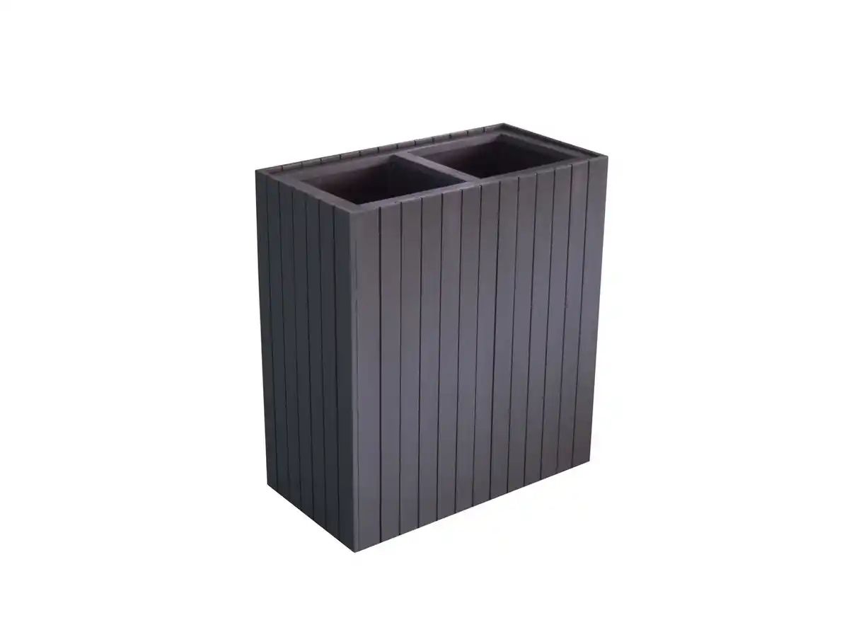Bild 1 von Pflanzkübel aus Akazienholz für 2 Pflanzen, quadratisch, ca. 57 x 30 x 64 cm - Anthrazit
