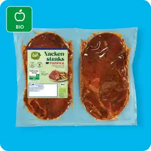 BIO Bio-Nackensteaks⁷, In Paprika- oder in Kräuter-Marinade