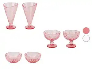 LIVARNO home Glas-Eisbecher-Set / Glas-Eisschalen-Set, zum Servieren von Eiscreme und Desserts