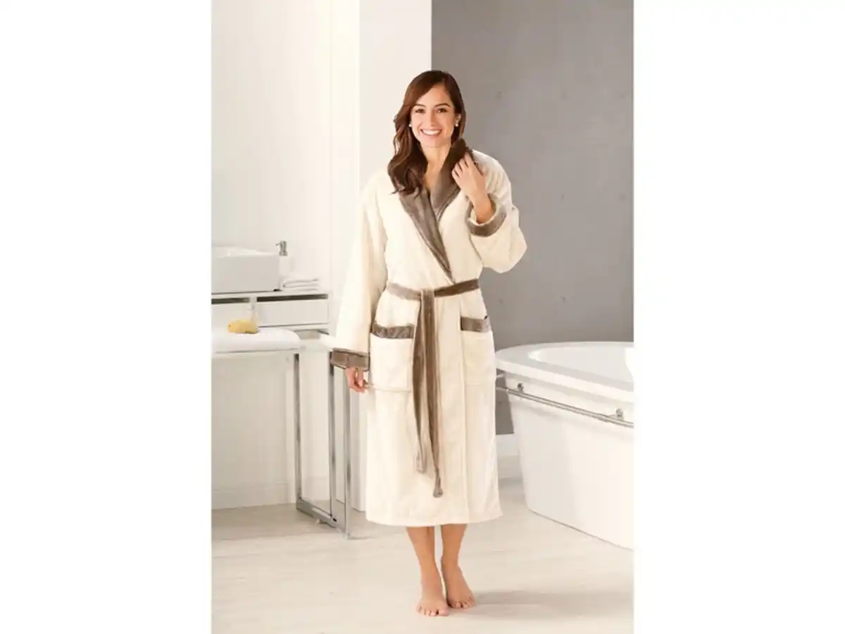 Bild 2 von Gözze Bademantel, unisex, Seiden-Feeling, mit Schalkragen, 2 Taschen und Gürtel