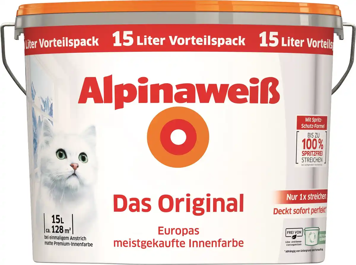 Bild 1 von Alpinaweiß Das Orginal Wandfarbe weiß matt 15 L