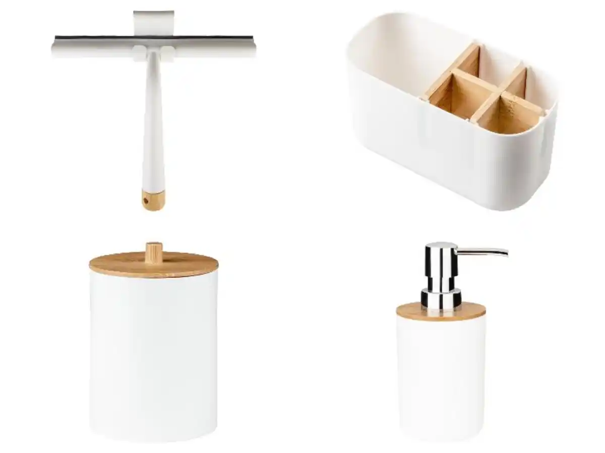Bild 1 von LIVARNO home Bad- und Duschabzieher / Bad-Organizer / Wattestäbchen-Behälter / Seifenspender