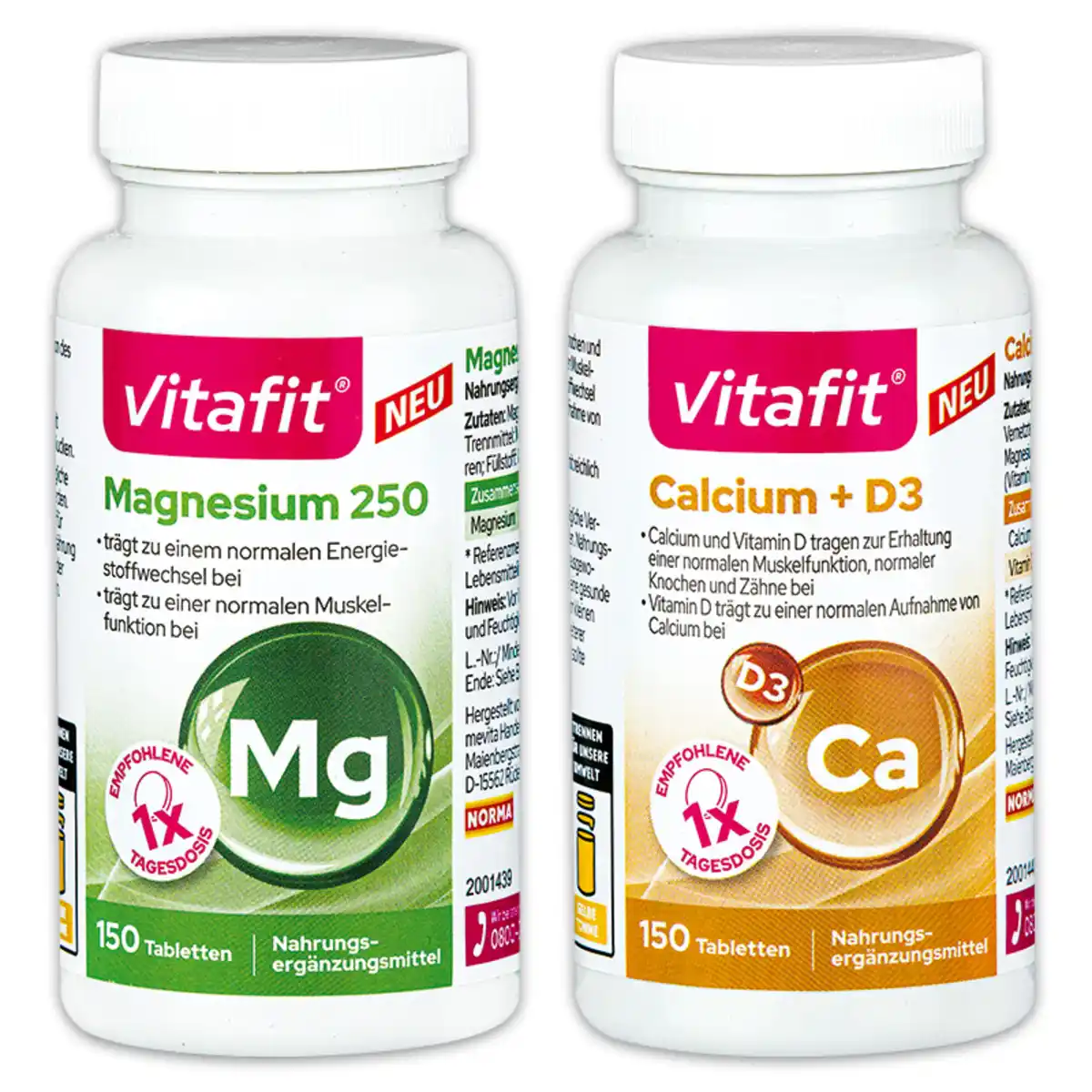 Bild 1 von Vitafit Magnesium 250 / Calcium + D3 Tabletten