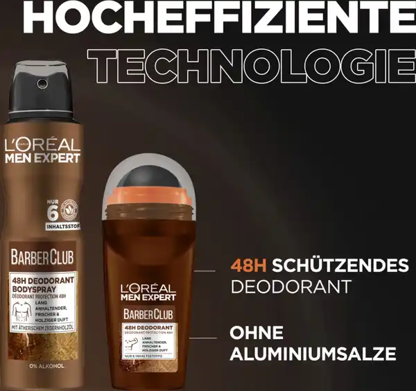 Bild 3 von L’Oréal Paris men expert Deospray Barber Club Antitranspirant mit holzigem Duft, 150 ml
