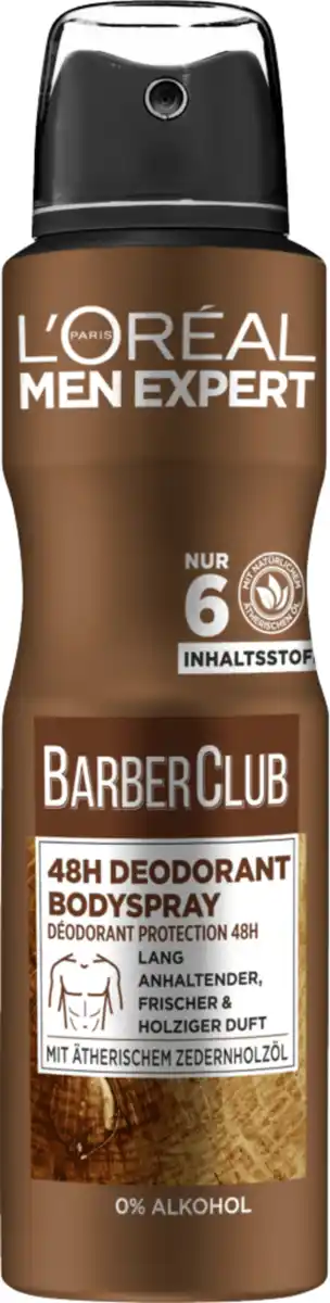 Bild 1 von L’Oréal Paris men expert Deospray Barber Club Antitranspirant mit holzigem Duft, 150 ml