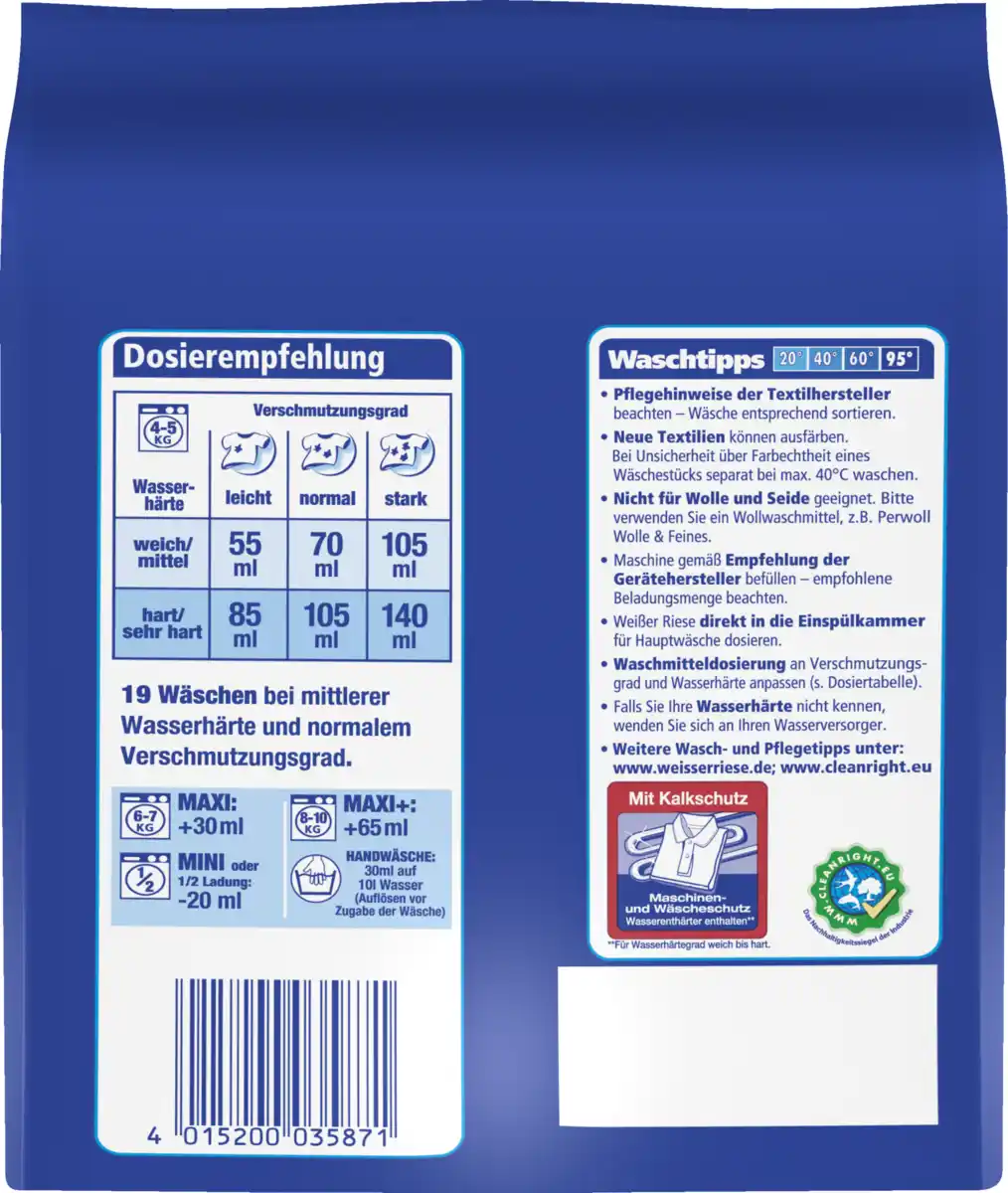 Bild 4 von Weißer Riese Vollwaschmittel Megaperls 19WL, 19 WL