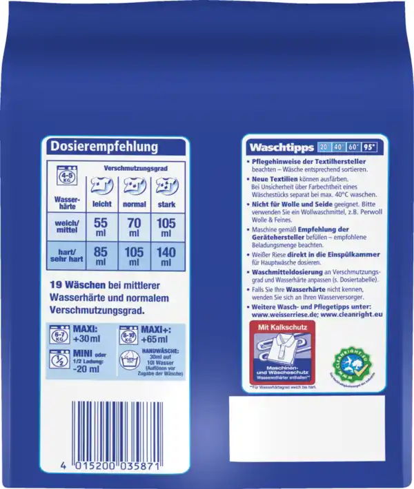 Bild 4 von Weißer Riese Vollwaschmittel Megaperls 19WL, 19 WL