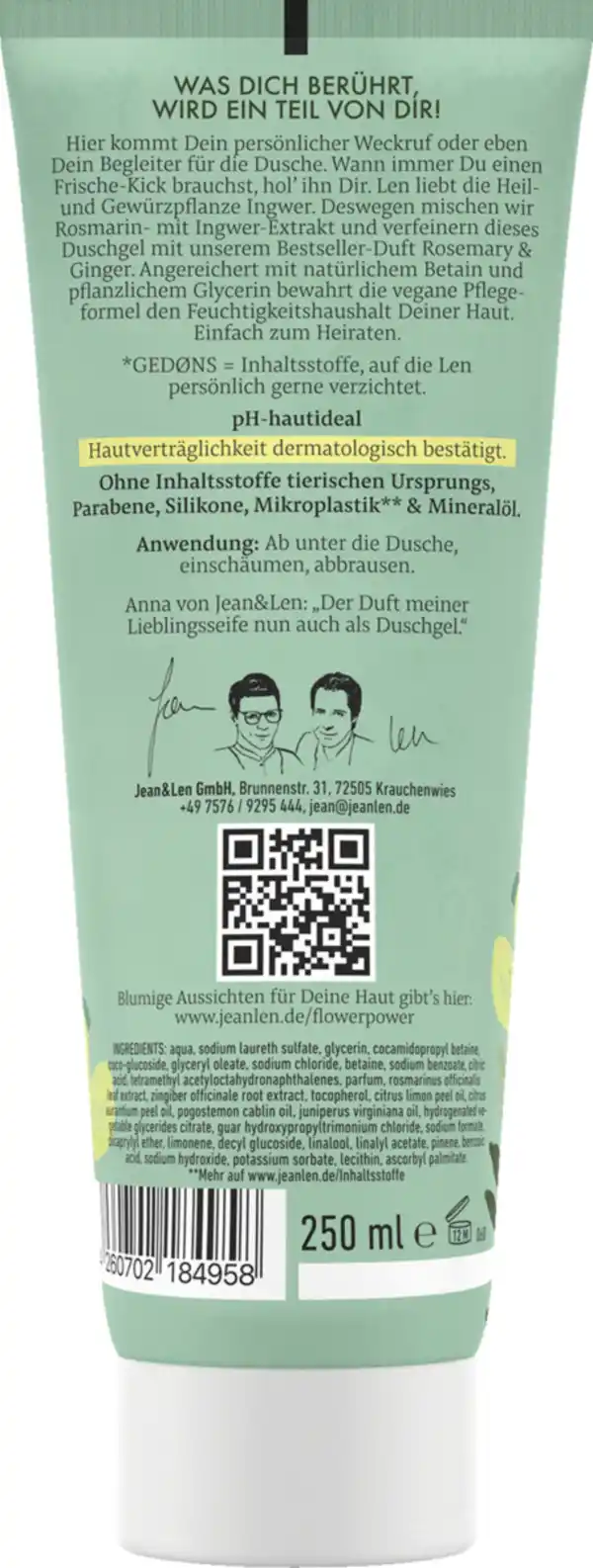 Bild 2 von Jean&Len Duschgel Rosmarin & Ingwer, 250 ml