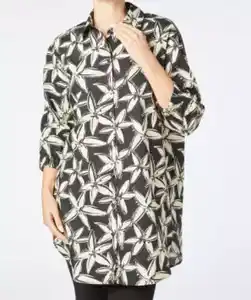 Longbluse aus Baumwolle, schwarz/weiß