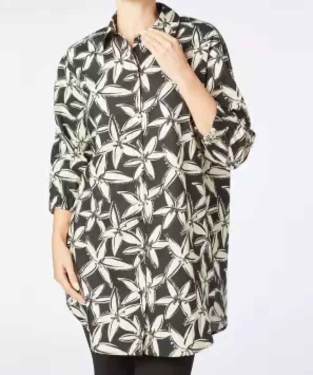 Bild 1 von Longbluse aus Baumwolle, schwarz/weiß