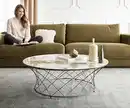 Bild 1 von Couchtisch Lassina 100x100 cm Keramik Minas Melange Weiß-Beige Gestell Metall Effektfinish Titan
