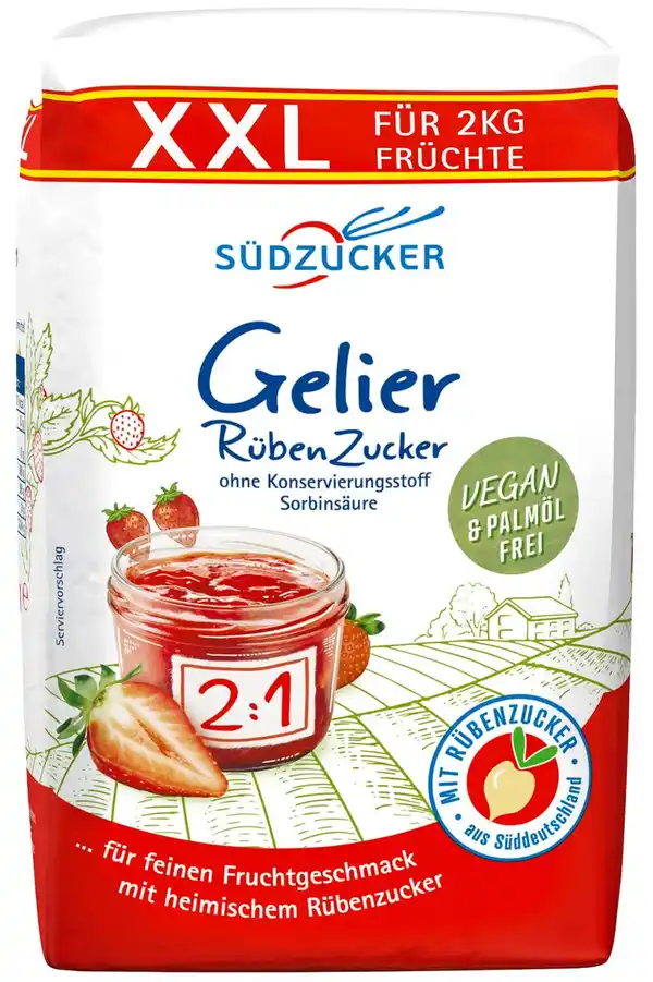 Bild 1 von SÜDZUCKER Gelier-Rübenzucker 2:1 XXL, 1-kg-Packg.