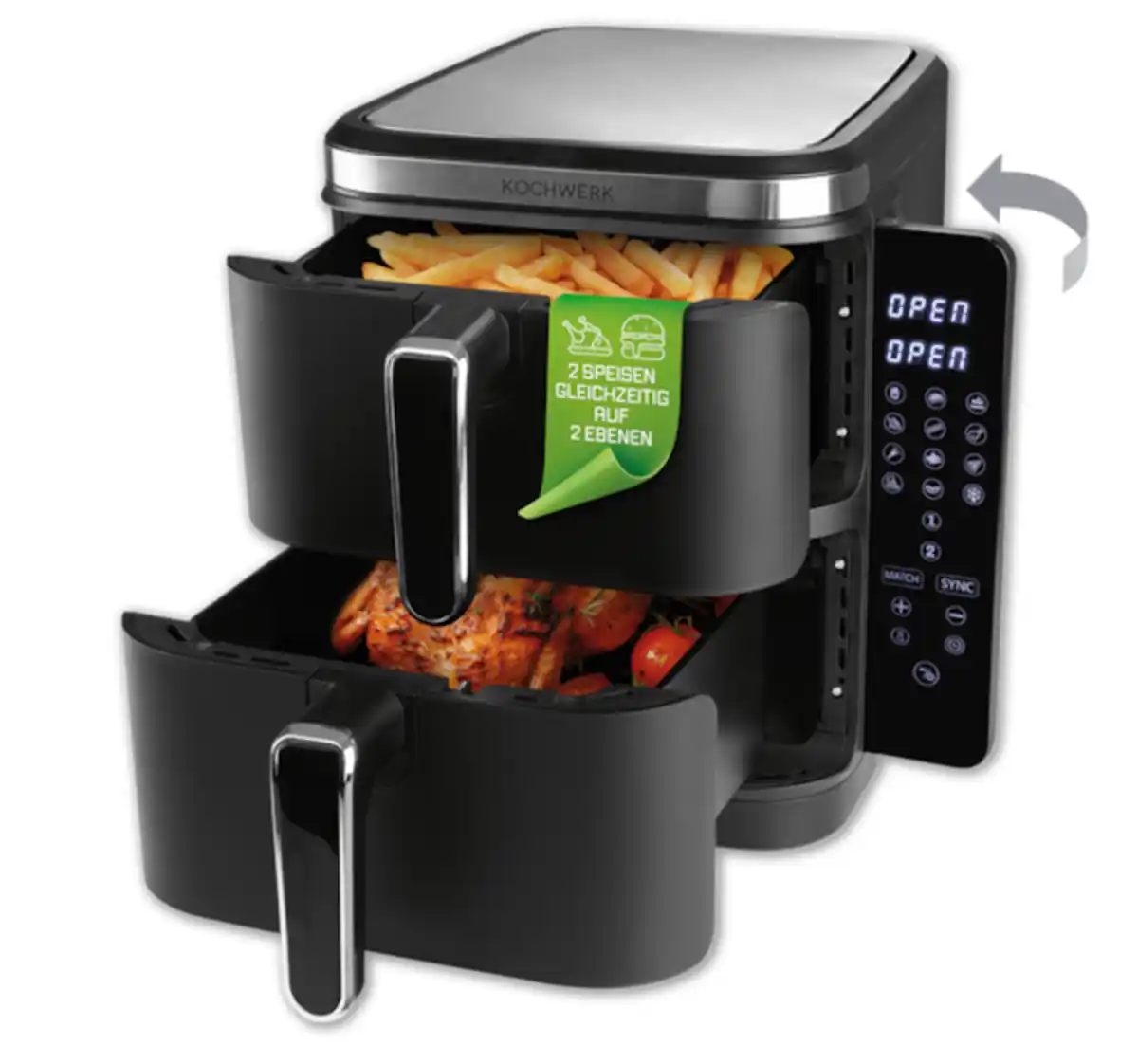 Bild 1 von KOCHWERK Doppelstock-Heißluftfritteuse 15305 von Penny
