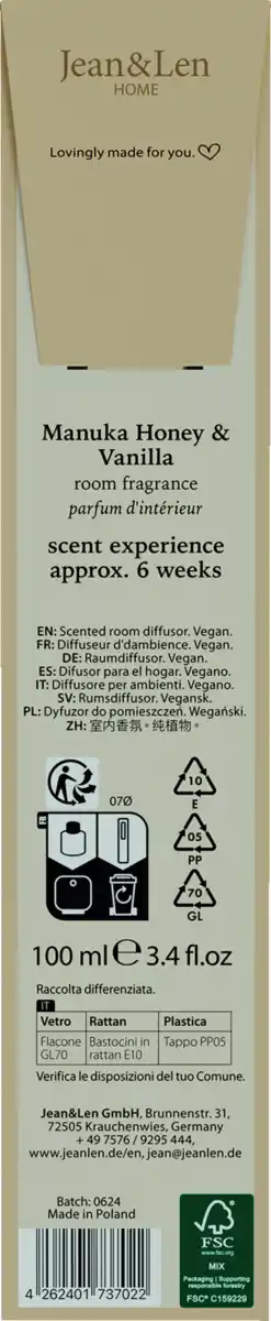 Bild 2 von Jean&Len Raumduft Manuka Honey & Vanilla, 100 ml