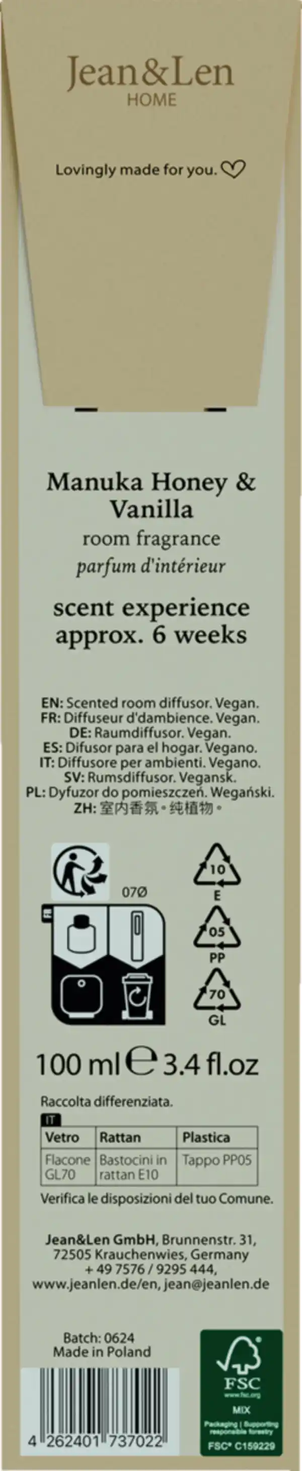 Bild 2 von Jean&Len Raumduft Manuka Honey & Vanilla, 100 ml