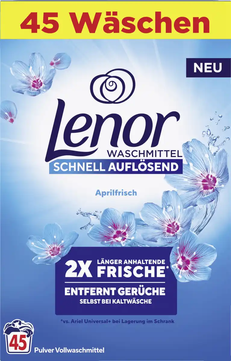 Bild 1 von Lenor Vollwaschmittel Pulver Aprilfrisch 45WL, 45 WL