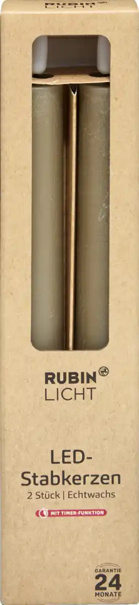 Bild 1 von RUBIN LICHT LED-Stabkerzen ,2er-Set, Greige