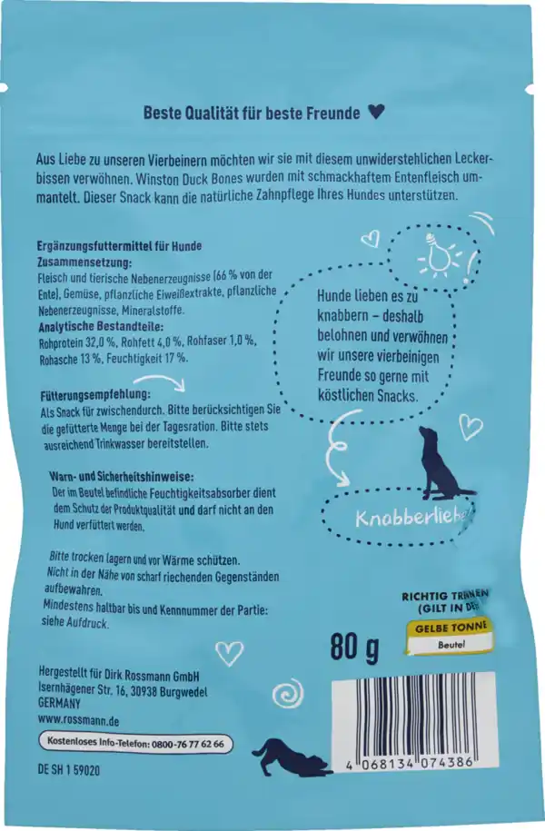 Bild 2 von Winston Hundekauknochen Ente, 80 g