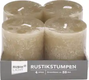 RUBIN LICHT 4er Set Rustikstumpen 80/68 greige