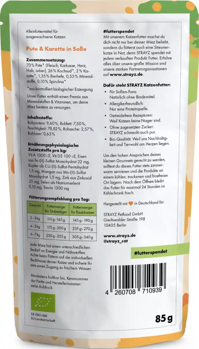 Bild 2 von STRAYZ Bio Nassfutter Pute & Karotte in Soße, 85 g
