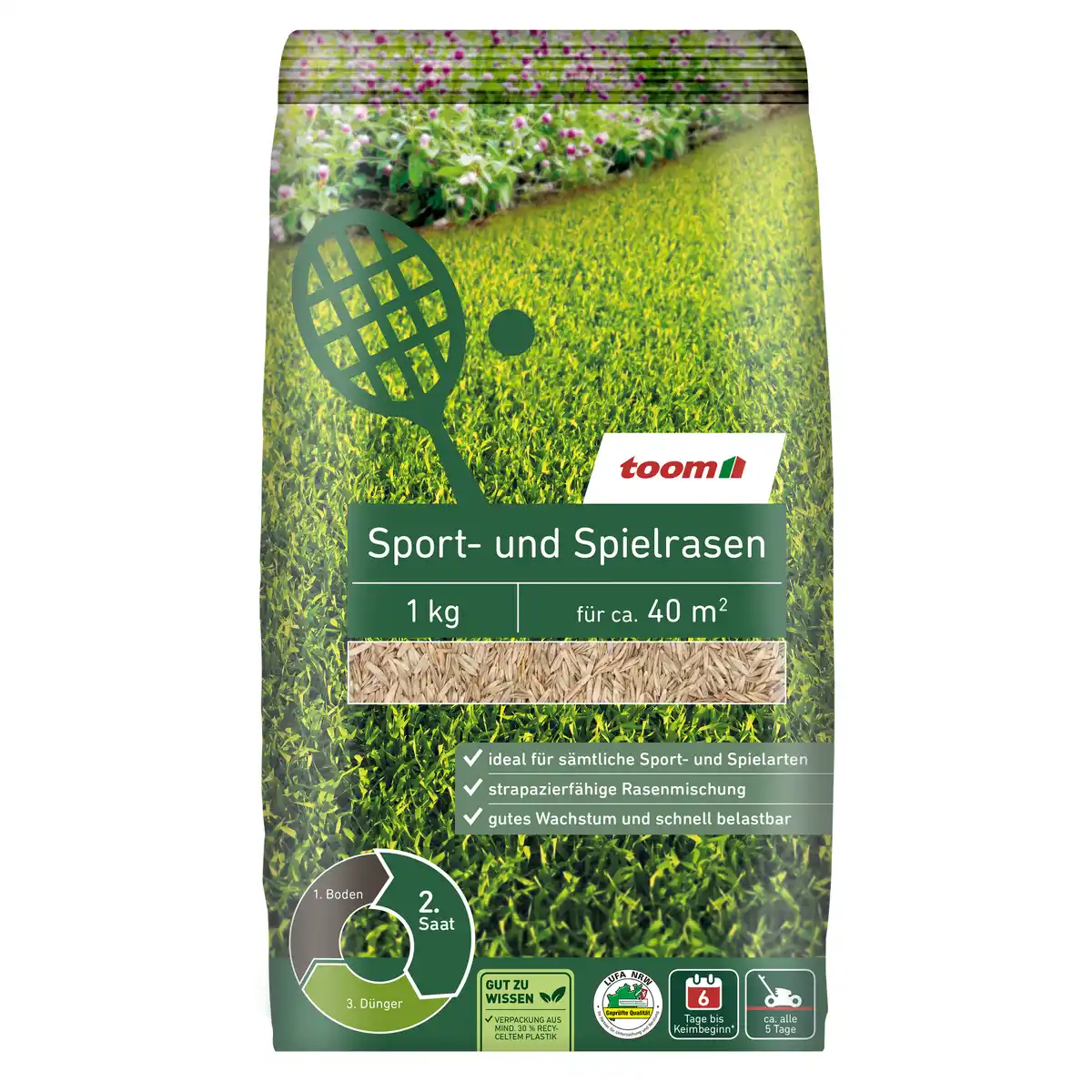 Bild 1 von toom Sport- und Spielrasensaat 1 kg für ca. 40 m²