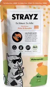 STRAYZ Bio Nassfutter Pute & Karotte in Soße, 85 g