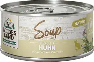 Wildes Land Katzenassfutter Soup Huhn mit Karotten & Petersilie, 80 g