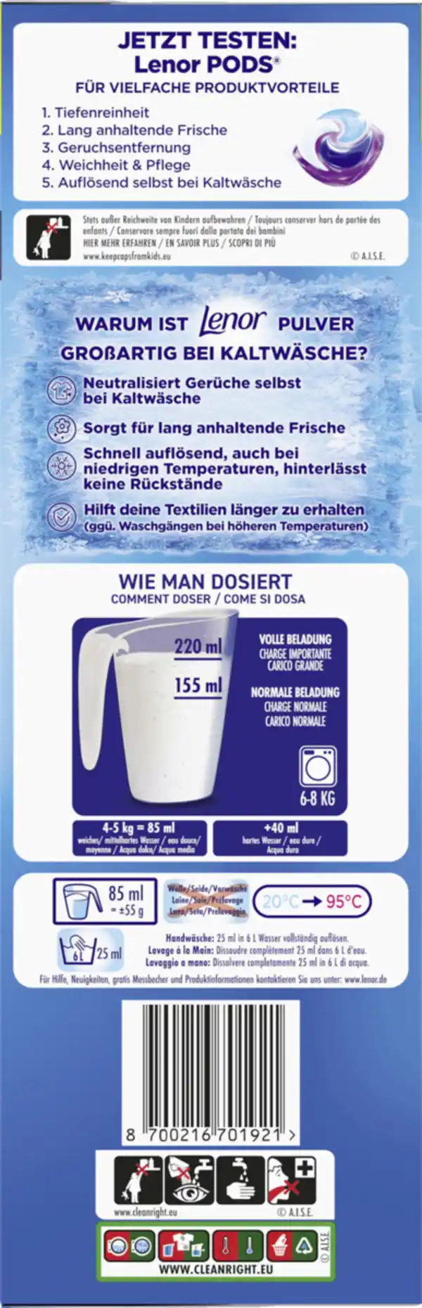 Bild 3 von Lenor Vollwaschmittel Pulver Aprilfrisch 45WL, 45 WL