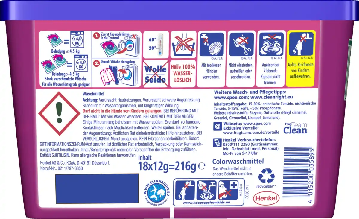 Bild 2 von Spee 4in1 Colorwaschmittel Power Caps 18 WL