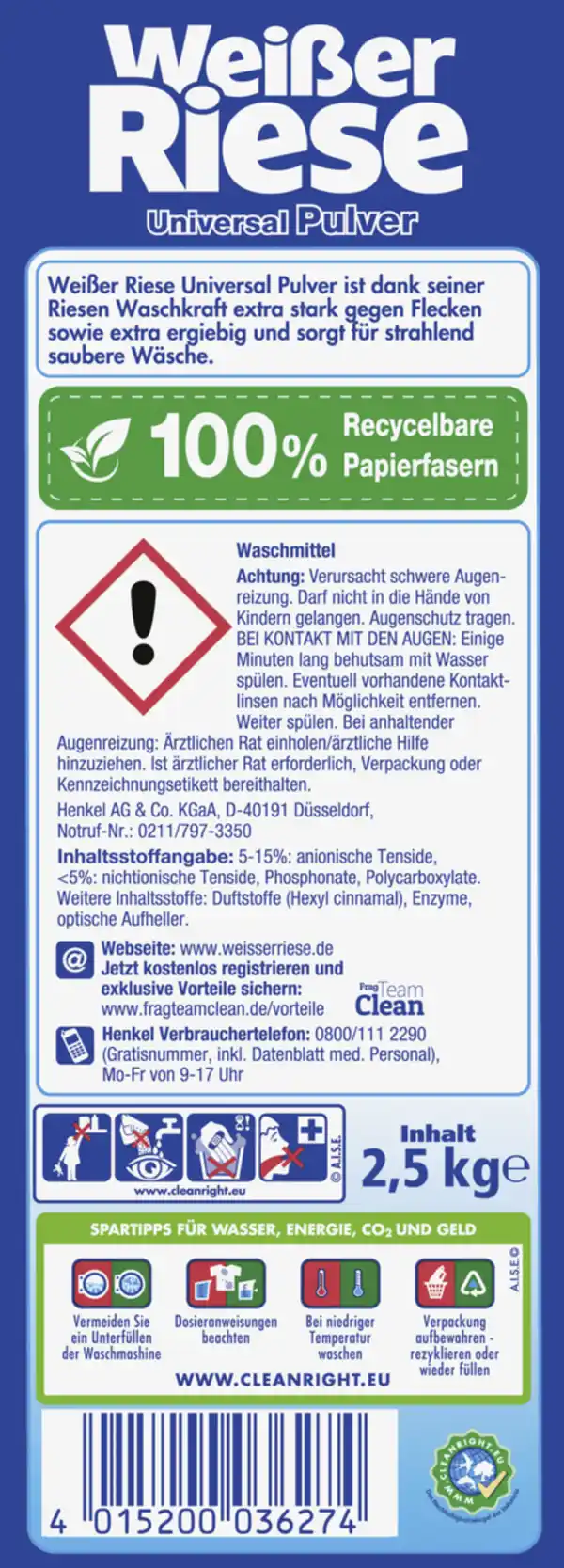 Bild 3 von Weißer Riese Universalwaschmittel Pulver 50 WL