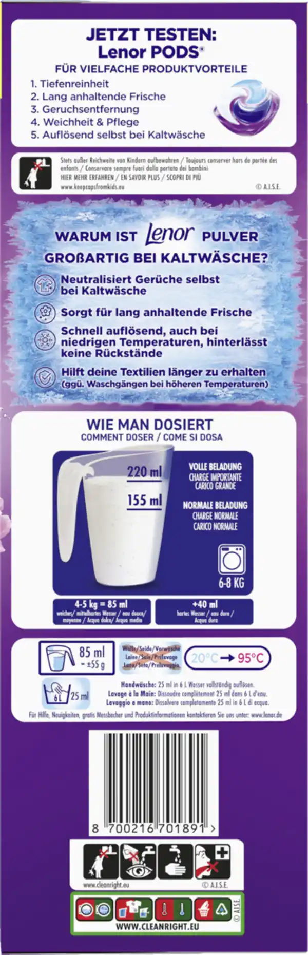 Bild 3 von Lenor Colorwaschmittel Pulver Blütentraum 45WL, 45 WL
